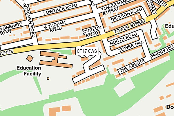 CT17 0WS map - OS OpenMap – Local (Ordnance Survey)