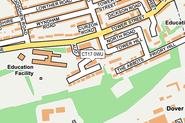 CT17 0WU map - OS OpenMap – Local (Ordnance Survey)