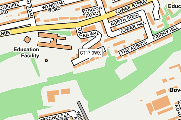 CT17 0WX map - OS OpenMap – Local (Ordnance Survey)