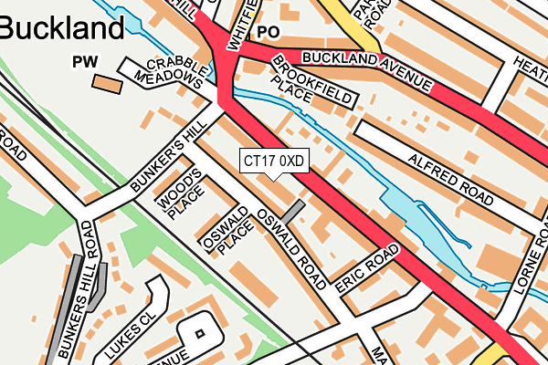 CT17 0XD map - OS OpenMap – Local (Ordnance Survey)