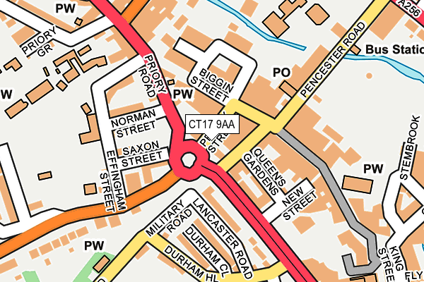 CT17 9AA map - OS OpenMap – Local (Ordnance Survey)