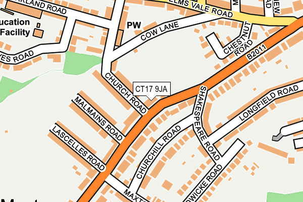 CT17 9JA map - OS OpenMap – Local (Ordnance Survey)