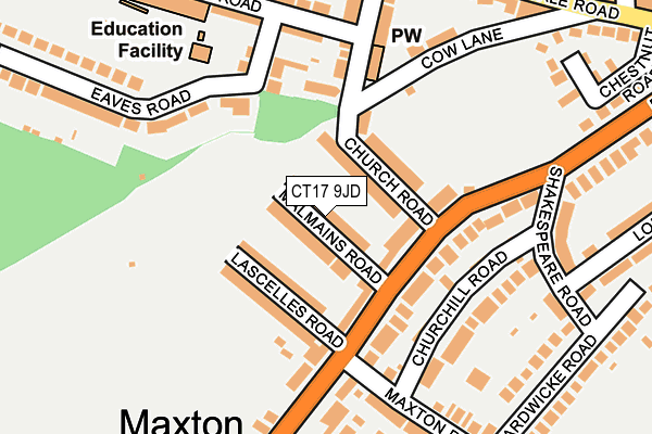 CT17 9JD map - OS OpenMap – Local (Ordnance Survey)