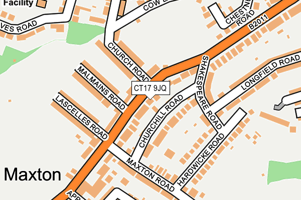 CT17 9JQ map - OS OpenMap – Local (Ordnance Survey)