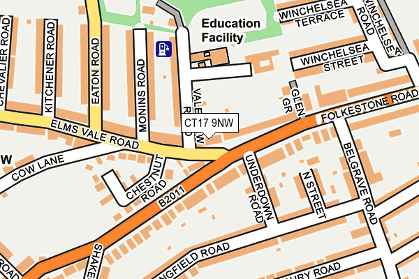 CT17 9NW map - OS OpenMap – Local (Ordnance Survey)