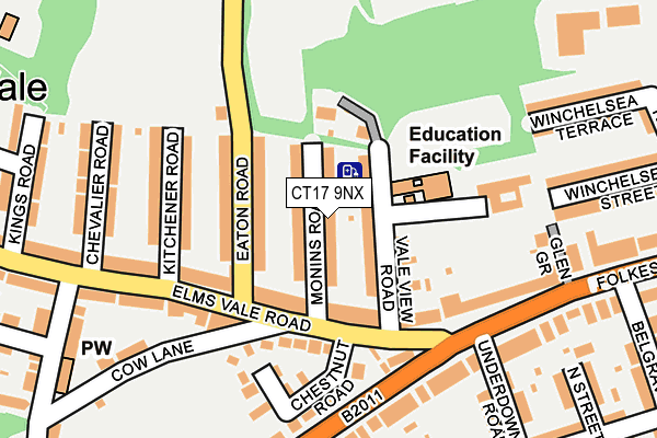 CT17 9NX map - OS OpenMap – Local (Ordnance Survey)