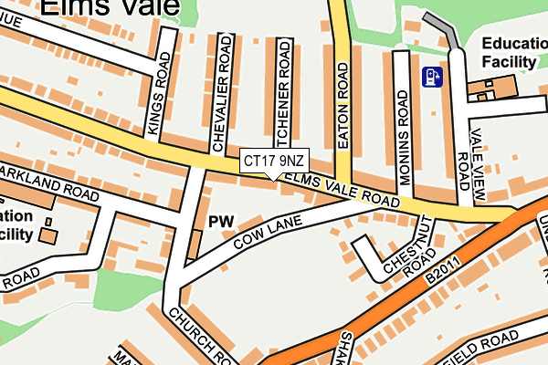 CT17 9NZ map - OS OpenMap – Local (Ordnance Survey)