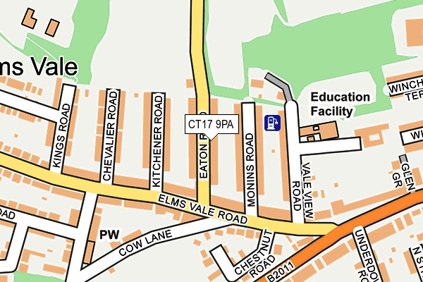 CT17 9PA map - OS OpenMap – Local (Ordnance Survey)