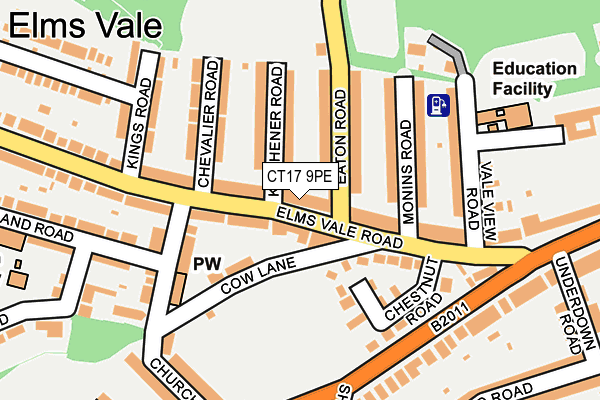 CT17 9PE map - OS OpenMap – Local (Ordnance Survey)
