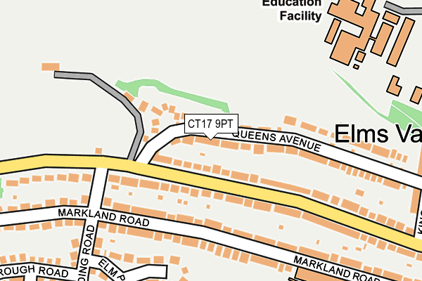 CT17 9PT map - OS OpenMap – Local (Ordnance Survey)