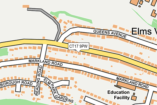 CT17 9PW map - OS OpenMap – Local (Ordnance Survey)
