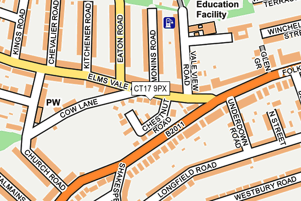 CT17 9PX map - OS OpenMap – Local (Ordnance Survey)