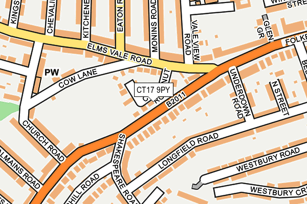 CT17 9PY map - OS OpenMap – Local (Ordnance Survey)