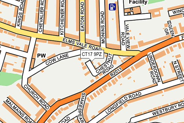CT17 9PZ map - OS OpenMap – Local (Ordnance Survey)