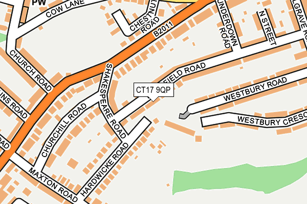 CT17 9QP map - OS OpenMap – Local (Ordnance Survey)