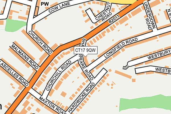 CT17 9QW map - OS OpenMap – Local (Ordnance Survey)