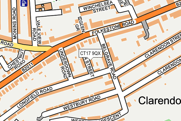 CT17 9QX map - OS OpenMap – Local (Ordnance Survey)