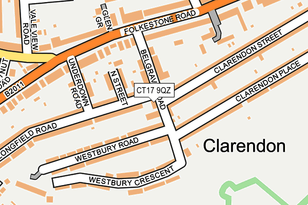 CT17 9QZ map - OS OpenMap – Local (Ordnance Survey)