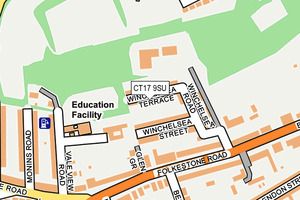 CT17 9SU map - OS OpenMap – Local (Ordnance Survey)