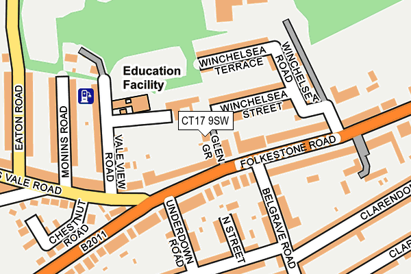 CT17 9SW map - OS OpenMap – Local (Ordnance Survey)