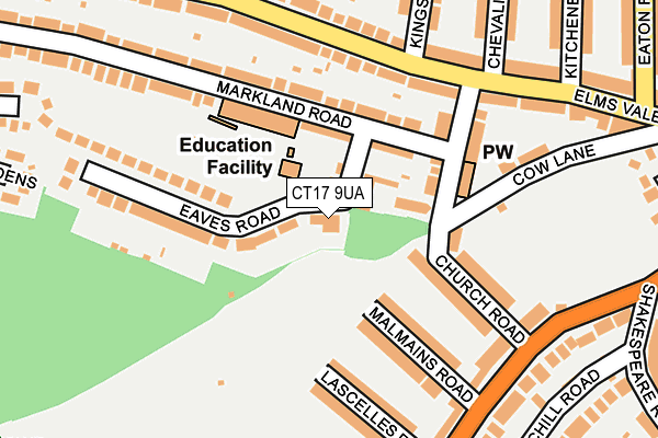 CT17 9UA map - OS OpenMap – Local (Ordnance Survey)