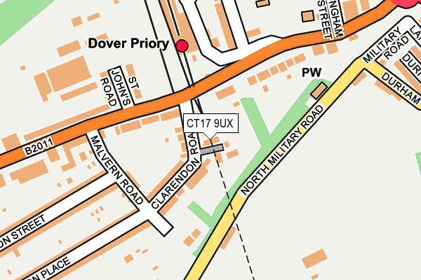 CT17 9UX map - OS OpenMap – Local (Ordnance Survey)