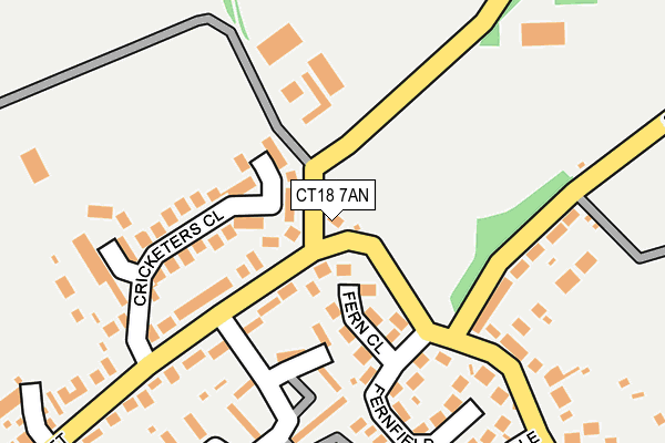 CT18 7AN map - OS OpenMap – Local (Ordnance Survey)