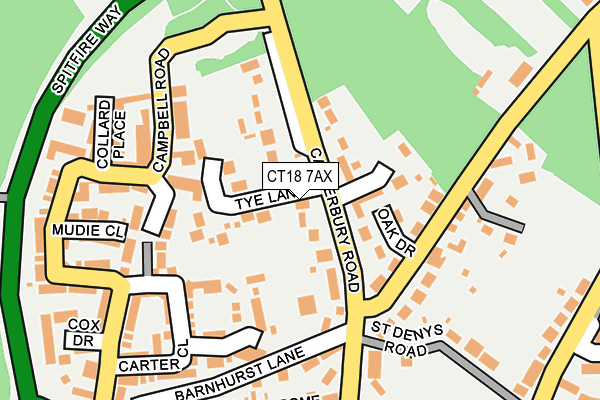 CT18 7AX map - OS OpenMap – Local (Ordnance Survey)