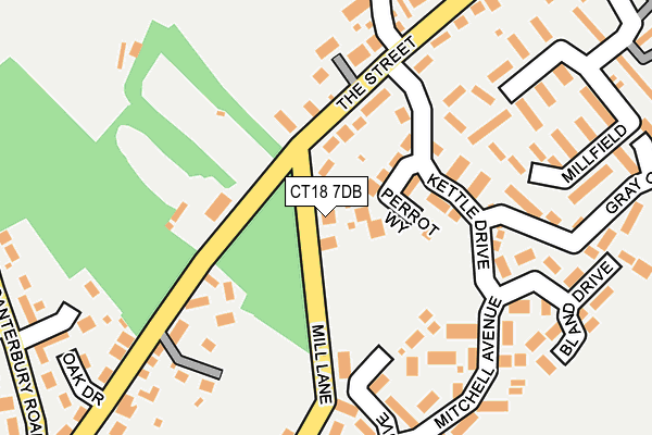 CT18 7DB map - OS OpenMap – Local (Ordnance Survey)