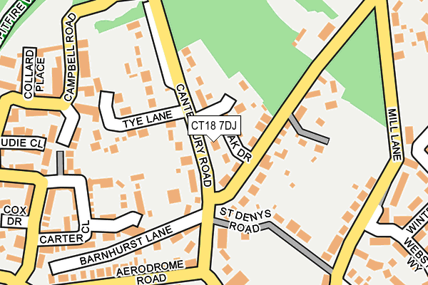 CT18 7DJ map - OS OpenMap – Local (Ordnance Survey)