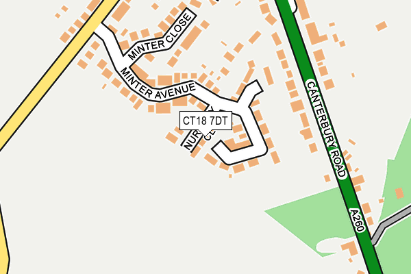 CT18 7DT map - OS OpenMap – Local (Ordnance Survey)