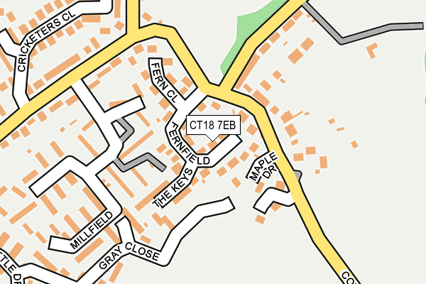 CT18 7EB map - OS OpenMap – Local (Ordnance Survey)