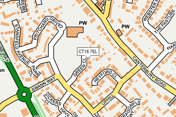 CT18 7EL map - OS OpenMap – Local (Ordnance Survey)