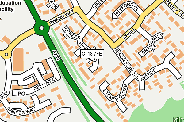 CT18 7FE map - OS OpenMap – Local (Ordnance Survey)