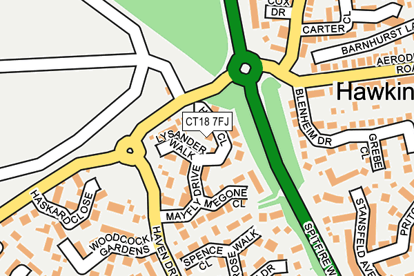 CT18 7FJ map - OS OpenMap – Local (Ordnance Survey)