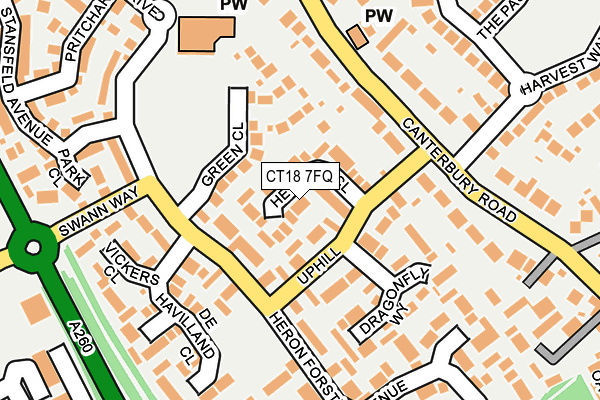 CT18 7FQ map - OS OpenMap – Local (Ordnance Survey)
