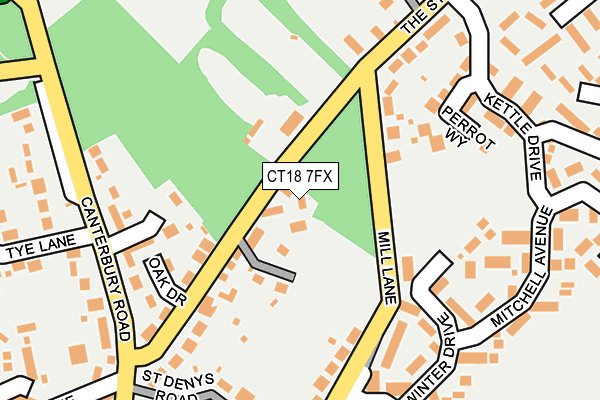 CT18 7FX map - OS OpenMap – Local (Ordnance Survey)