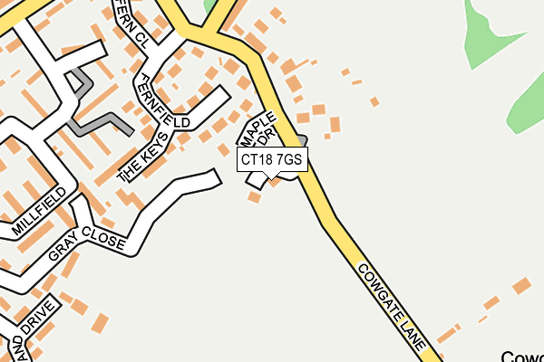 CT18 7GS map - OS OpenMap – Local (Ordnance Survey)