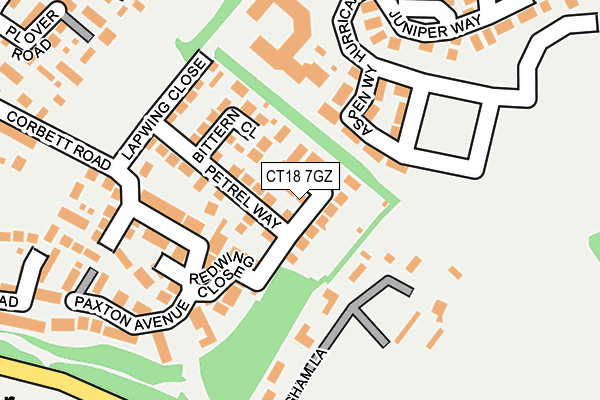 CT18 7GZ map - OS OpenMap – Local (Ordnance Survey)