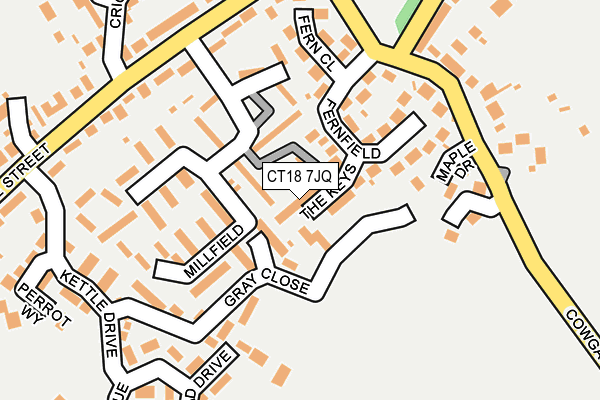CT18 7JQ map - OS OpenMap – Local (Ordnance Survey)