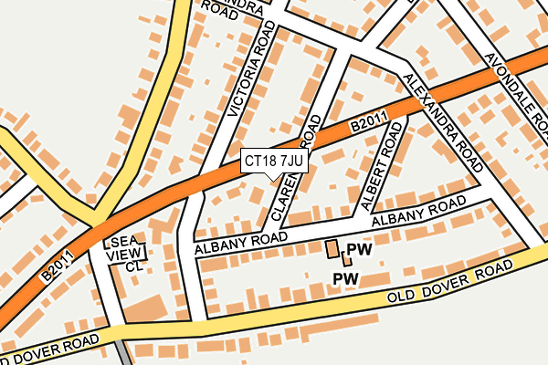 CT18 7JU map - OS OpenMap – Local (Ordnance Survey)