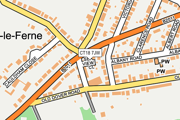 CT18 7JW map - OS OpenMap – Local (Ordnance Survey)