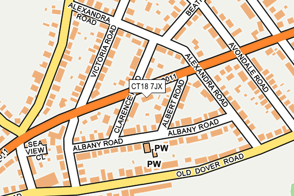 CT18 7JX map - OS OpenMap – Local (Ordnance Survey)