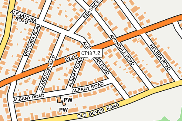 CT18 7JZ map - OS OpenMap – Local (Ordnance Survey)