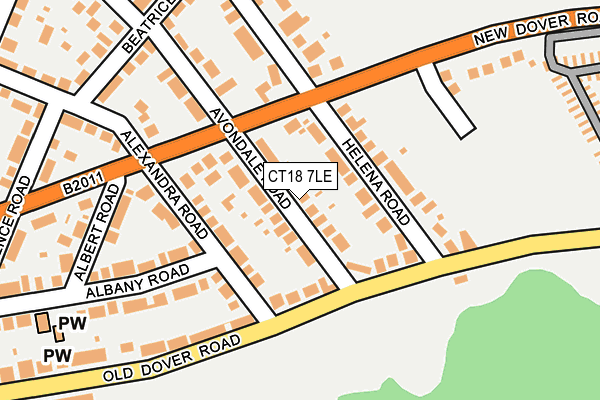 CT18 7LE map - OS OpenMap – Local (Ordnance Survey)