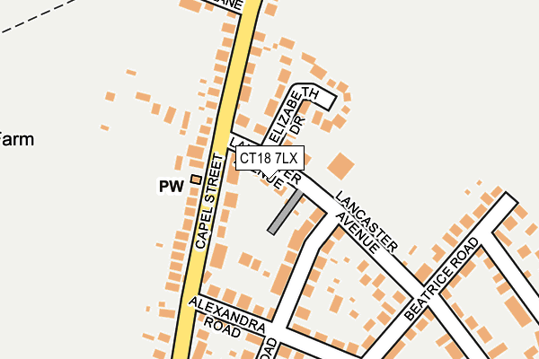 CT18 7LX map - OS OpenMap – Local (Ordnance Survey)