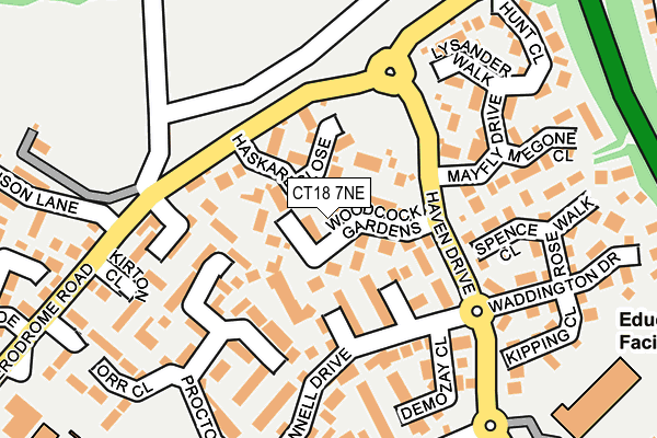 CT18 7NE map - OS OpenMap – Local (Ordnance Survey)