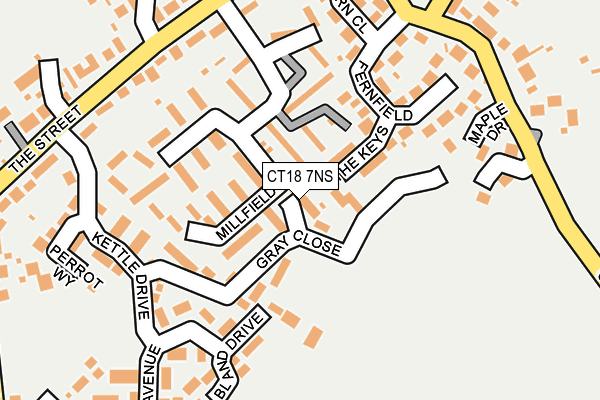 CT18 7NS map - OS OpenMap – Local (Ordnance Survey)