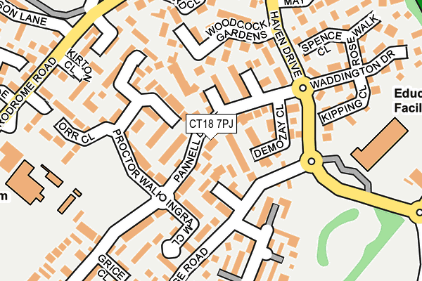 CT18 7PJ map - OS OpenMap – Local (Ordnance Survey)