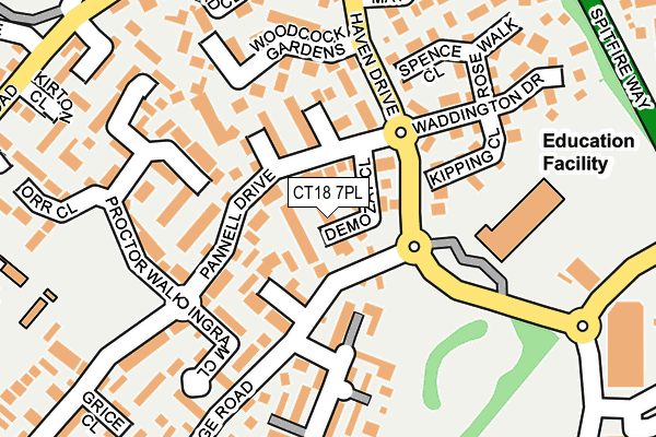 CT18 7PL map - OS OpenMap – Local (Ordnance Survey)